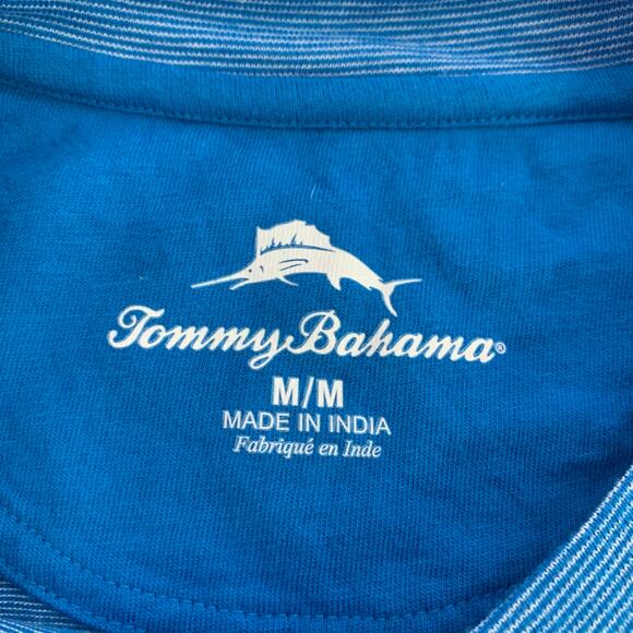 Tommy Bahama Blue White Stripe Short Sleeve T-Shirt Size M - Picture 6 of 16